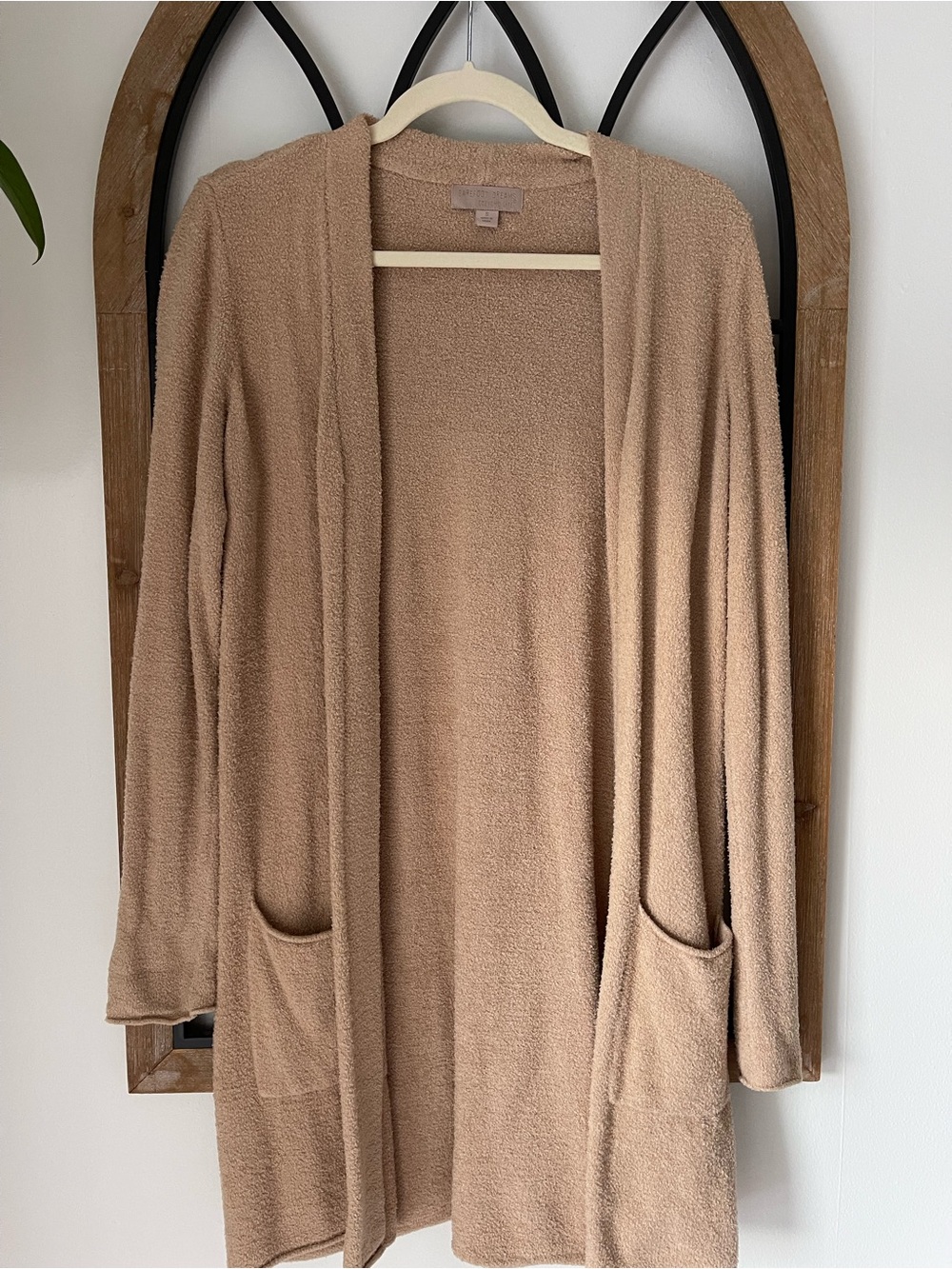 Barefoot Dreams Open-Front Cardigan in Camel Tan